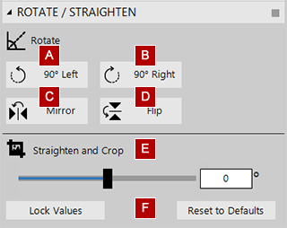 Rotate and straighten conversion tool settings