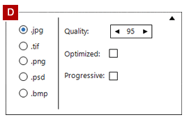 PhotoEQ output format settings